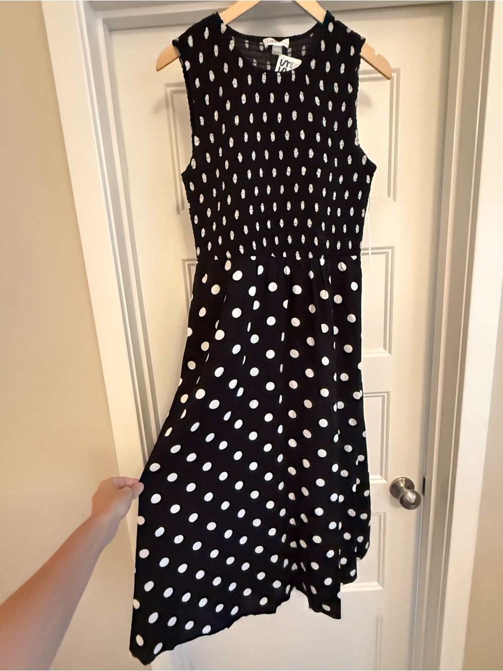 Calvin Klein Black Dress with White Polka Dots Size 6